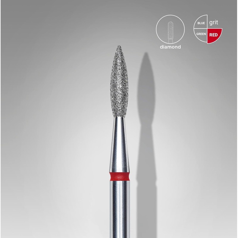 STALEKS PRO Nagelhautfräser-Set, 3-teilig, 2,1 x 0,8 mm, Flammenform (feine