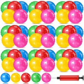 150 Pcs 6.3 Inch Knobby Balls bulk Sensory Balls with Air Pump Small Inflatable Bouncy Balls Soft Spiky Toddler Balls Bounce Party Favors for Kids Baby Massage Stress Play Set, 5 Assorted Colors