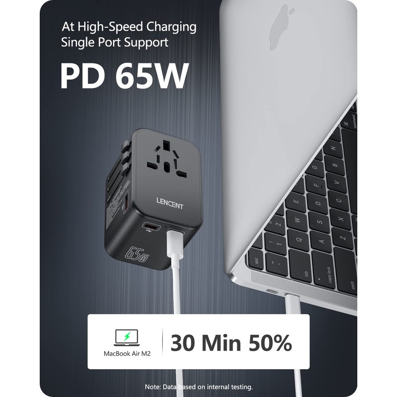 LENCENT Universal Travel Adapter Worldwide Travel Plug with 1 USB