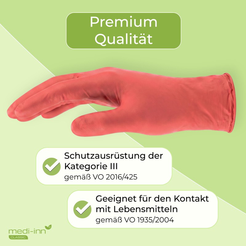 Medi-Inn Nitrile Red Plus Disposable Gloves, Powder-Free, Size M, Pack
