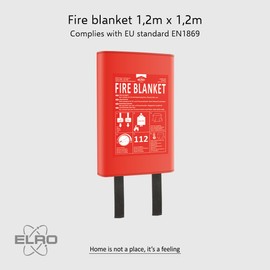 ELRO Fire Blankets FB1300 Fire Blanket 1.2 m x 1.2 m Hard Cover According to DIN EN 1869
