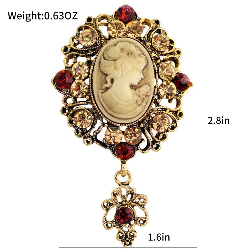 lureme Vintage Elegant Victorian Lady Beauty Cameo with Crystal Brooch