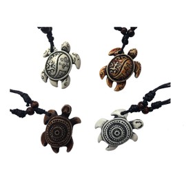 Askana 4pcs Fashion Cute Sea Turtle Pendant Necklace Set with Adjustable Cotton Cord (Set 4)