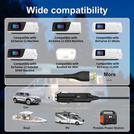 IBERLS 65W DC Adapter Compatible with ResMed AirSense 11, 12V-24V Car Charger Fit for ResMed AirSense 11 Machine Autoset Elite CPAP Replacement Power Supply Cord