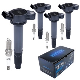 HENGCOOL Set of 4 Ignition Coil Packs & Iridium Spark Plugs UF-487 for Toyota 2.5L 2.7L 2010-2017 Camry Highlander RAV4 Sienna Venza Sequoia Tundra 4.6L 5.7L - Replace 90919-A2007 90919-A2002
