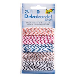 folia 12210 Decorative Cord Classic, 5 Assorted Colours, 5 m Each – Cords for Decorating Crafts, Crafts and Small Gifts