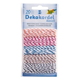 folia 12210 Decorative Cord Classic, 5 Assorted Colours, 5 m Each – Cords for Decorating Crafts, Crafts and Small Gifts