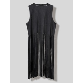 Cowboy Waistcoat Women Sequin Fringe Vests for Party Rave Hippie 71s Cardigans Cowgirl Black L