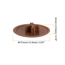 HARFINGTON Screw Cap Covers, 40pcs 17x4mm Plastic Screw Decoration Cover for Phillips Cam Fitting Nut Self-Tapping Screw, Dark Brown