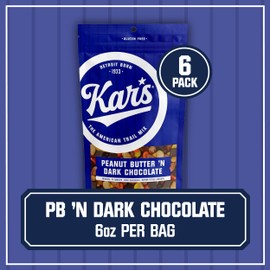 Kar’s Nuts Peanut Butter ‘N Dark Chocolate Trail Mix - 6 oz Resealable Pouches, Pack of 6 - Gluten-Free Snack Mix