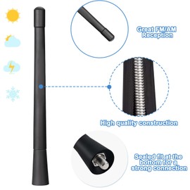 AQTAQ Universal Vehicle Roof Mount Car Antenna Short 17.5cm/6.9 inch Car Radio Rod Antenna Replacement with High-Quality AM & FM Reception with M4 M5 M6 Threaded Adapter Suitable for Most Models etc