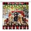 Merry Christmas Shower Curtain Cute Cartoon Dogs Red Truck Xmas