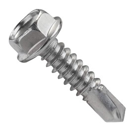 #12 x 1" Hex Washer Head Self Drilling Sheet Metal Tek Screws with Drill Point, Stainless Steel 410, 100 PCS