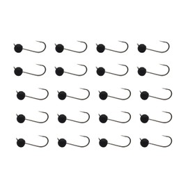 ALICHINO Tungsten Fly Tying Jig Heads for Fly Fishing Small Round Ball Crappie Jig Heads Tungsten Nano Jigs Kit Tungsten Beads with Hook (Anodized Black 20pcs, 3.5mm, 1/80oz #12)