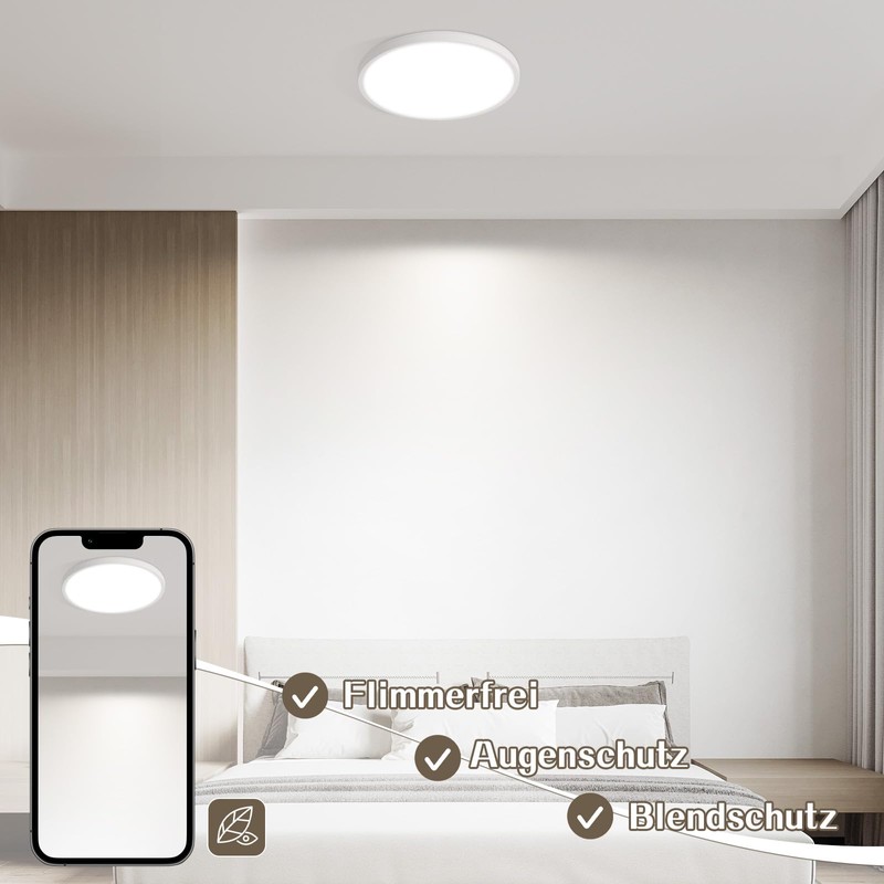muyuua Ceiling Light LED Ceiling Light Flat Bedroom Lamp 18