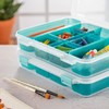 Sterilite Divided Case, Stackable Plastic Small Storage Container with Latch