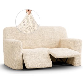 PAULATO BY GA.I.CO. Recliner Loveseat Cover - 2 Seater Recliner Slipcover - Soft Polyester Couch Slipcovers - 1-Piece Form Fit Stretch Furniture Protector - Microfibra - Cream (Recliner Cover)