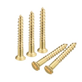 sourcing map Brass Wood Screws, 30Pcs M2 x 16mm Slotted Drive Flat Head Self Tapping Screw Countersunk for Woodworking Furniture