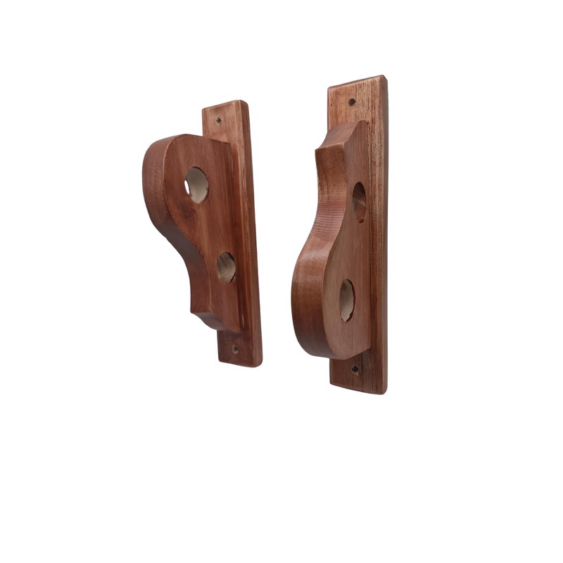 Genérico Juego De Cortineros Madera Cedro Natural Barnizado 2pz Moderno