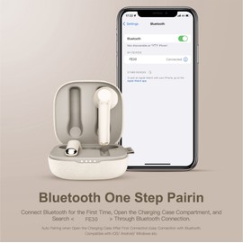 MOEEN Wireless Earbuds, Bluetooth Headphones, Earphones Bluetooth USB-C Fast Charge, 5Hrs Single Playtime 35Hrs Playtime Bluetooth Earbuds with Running Fitness Commute (Khaki)