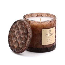 CHERX Soy Wax Bowl Candles, Scented Fall Candles, 50 Hours Burn Time (Jar, Coffee Latte)