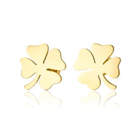 Dreamtimes Clover Stud Earrings for Women Stainless Steel Four leaf Clover Flower Earrings St Patricks Day Irish Jewelry Trendy Floral Stud Earrings Lucky Jewelry Gift