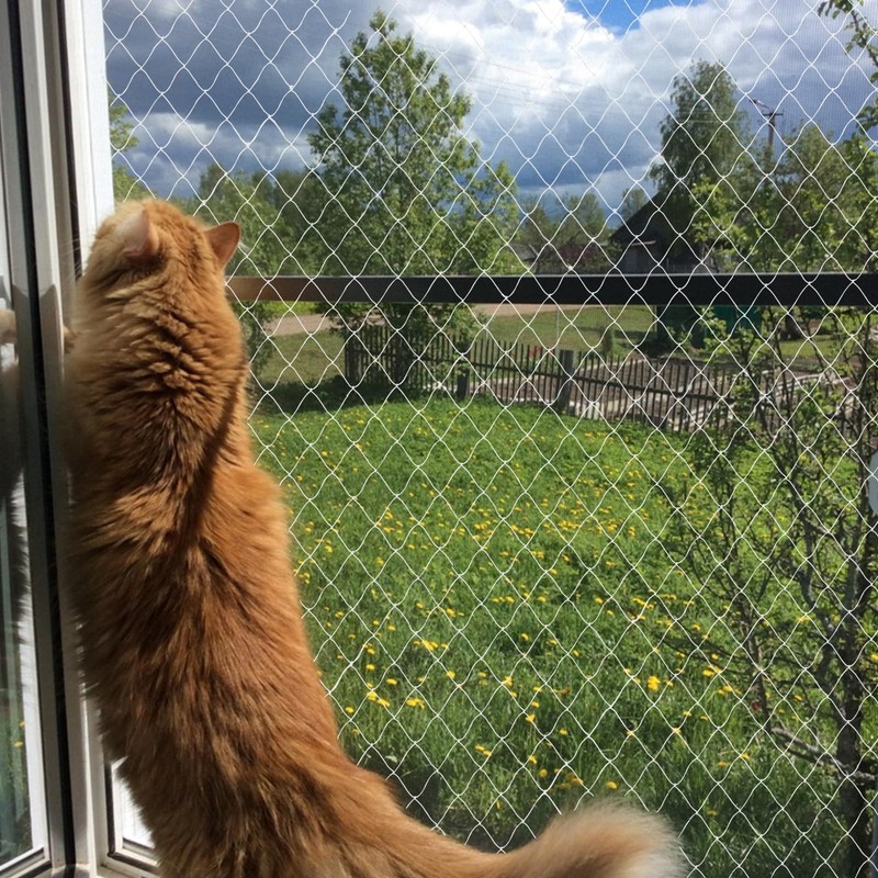 heqxwl Nylon Cat Protection Net for Balcony, No Drilling, Transparent,