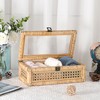 IGNPION Rattan Decorative Box with Lid, Woven Shelf Storage Basket