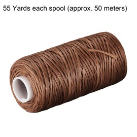 sourcing map Leather Sewing Thread 55 Yards 150D/1mm Polyester Waxed Cord for Manual Sewing (Brown)