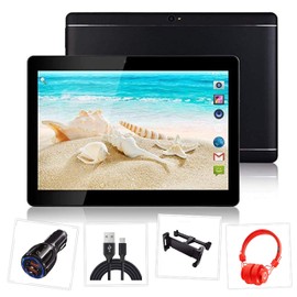 10.1" Inch Android 10 Tablet Bundle with Car Kit. Great for long journeys. (Red)