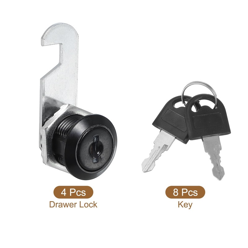 PATIKIL Cabinet Drawer Lock with Keys 4 Pcs 5/8" (16mm)