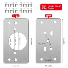 Hinge Repair Plate, Stainless Steel Hinge Repair Kit, Kitchen Cabinet Repair Plates with 36 Pieces Screws for Repairing Door, Cabinet, Home Furniture, Drawer, Boxes, Window (5 x 9 cm)