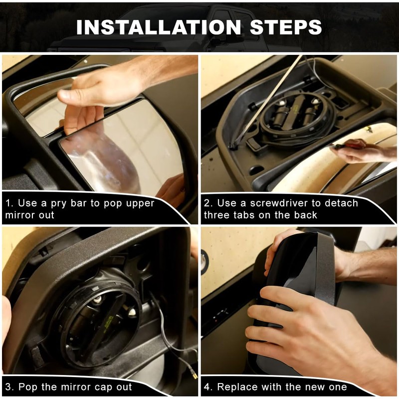 Towing Mirror Cover Cap Replace for 2017-2024 Ford F250 F350