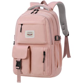 FIORETTO Lightweight School Backpack Womens, Cute School Bag for Girls, Laptop Rucksack Backpack for School Casual Daypacks Travel Backpack for College Work Pink