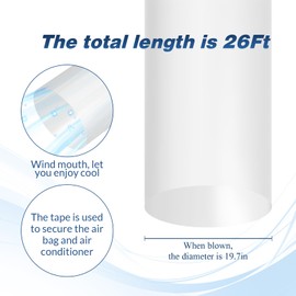 Bulyoou 10 Inch Air Conditioning Blowing Bag Portable Air Conditioner Exhaust Hose Flexible Blowing Pipe Bag Air Conditioning Pipe Accessory Length up to 26.2ft