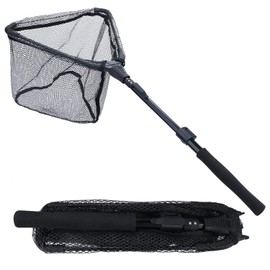 Sougayilang Fishing Net Fish Landing Net, Foldable Collapsible Telescopic Pole with EVA Handle, Durable Nylon Material Mesh, Safe Fish Catching or Releasing