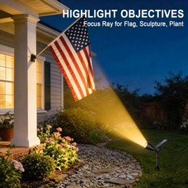 WELALO Solar Spot Lights Outdoor Waterproof IP65, 10 Pack 4 Lighting Modes Solar Powered Landscape Flood Flag Spotlights with Auto On/Off,Solar Garden Yard Pathway Wall Uplights for Outside,Warm White