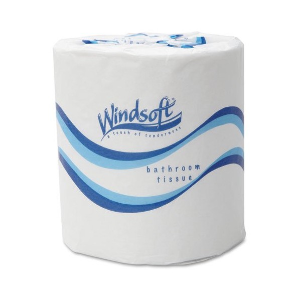 Windsoft Facial Quality Toilet Tissue, 4 1/2" x 3", 500/Roll, 2-Ply, White - Includes 48 rolls of toilet tissue.
