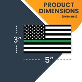 Magnet Me Up Thin Green Line American Flag Magnet Decal, 3x5 Inches, 2 Pack, Black, Green and White, Heavy Duty Automotive Magnet for Car Truck SUV, in Support Border Patrol Agents and Rangers