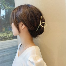 Vigetto Large Hair Clip, Big Bangs Clip, Large and Secure Hair Clip for Office, Simple Hair Accessory, Large and Secure Metal Hair Clip Suitable for Dense Hair, Gold