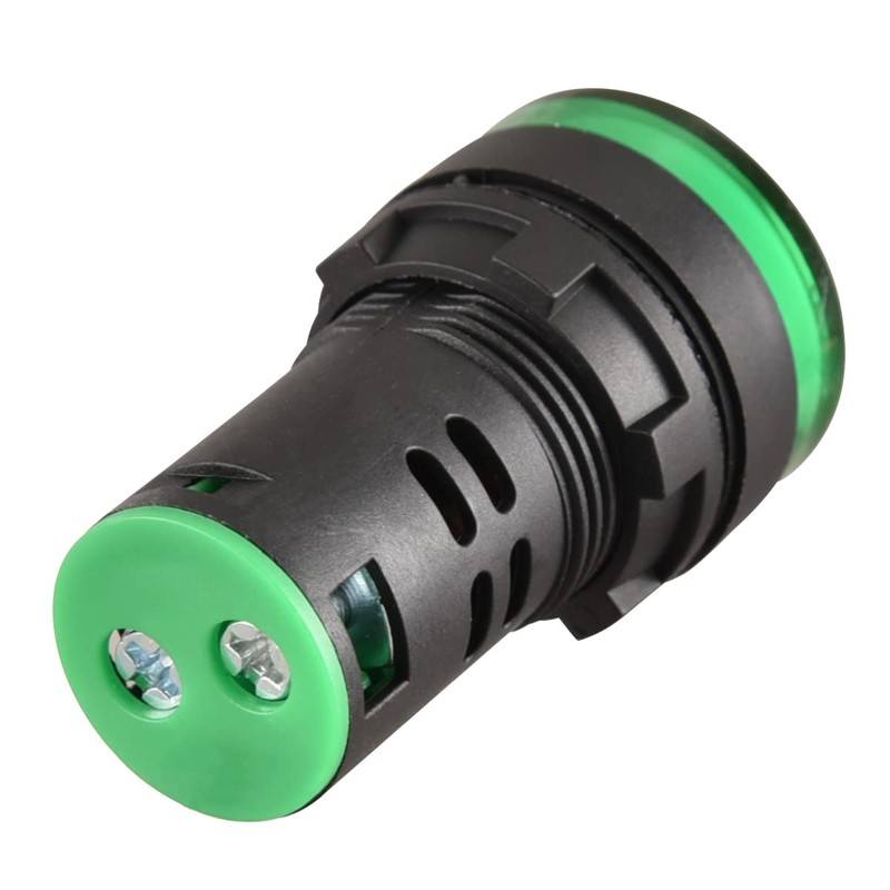 Heschen 22mm LED Indicator Pilot Light, AD16-22D/S, 220VAC 20mA, Green