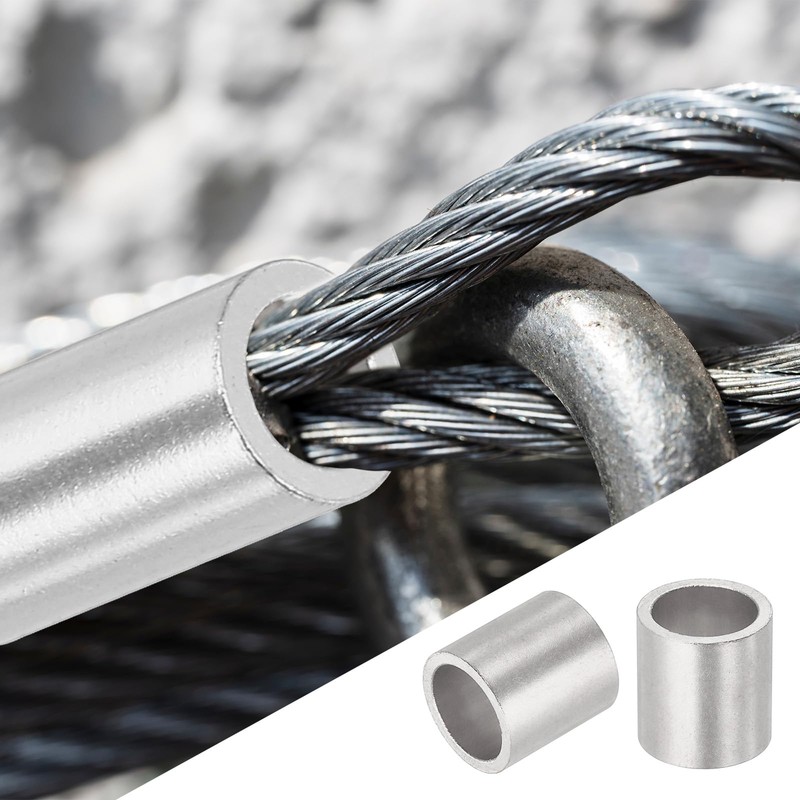 uxcell 3/8"(10mm) Aluminum Crimping Loop Sleeve, Wire Rope Stop Sleeve