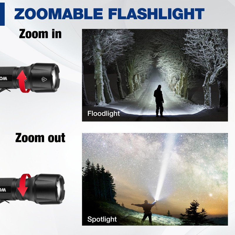 WORKPRO 1200LM Tactical Flashlight, Rechargeable EDC Mini Flashlight, Pocket Flashlight