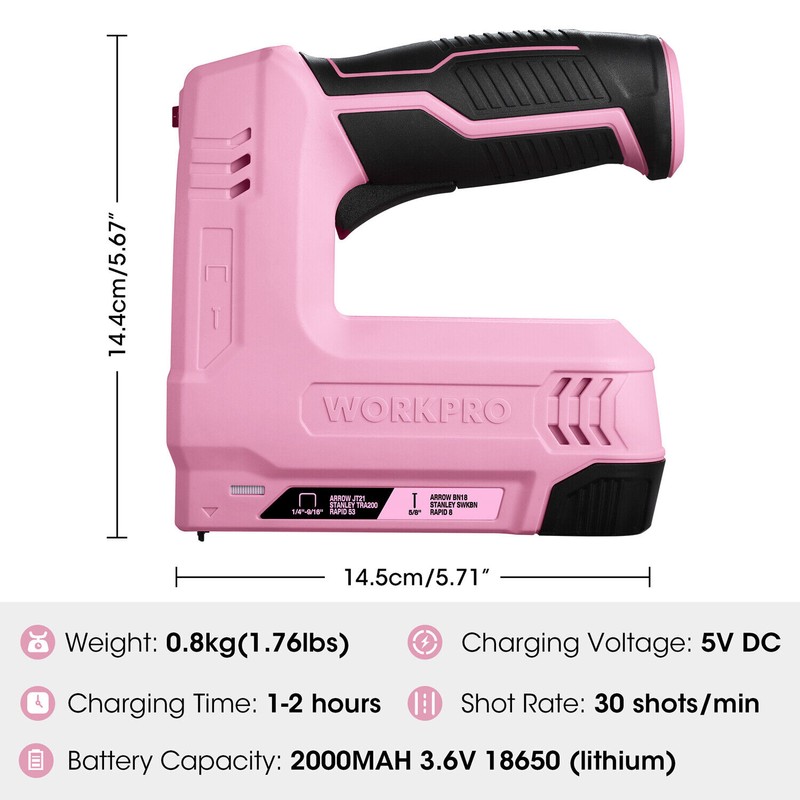WORKPRO 3.6V Electric Cordless 2-in-1 Staple Nail Gun 2000PCS Staple