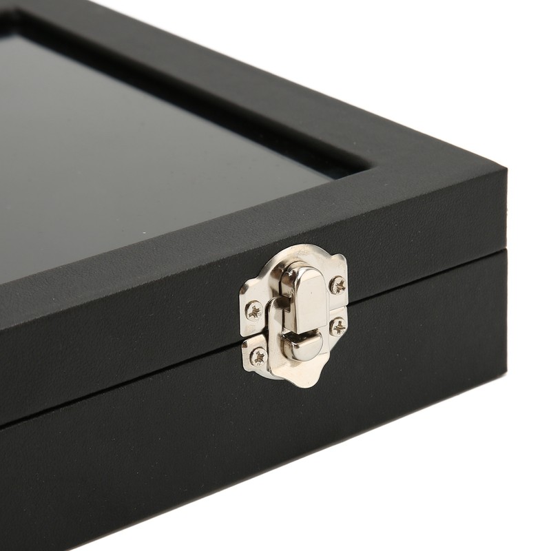 Pin Display Case Dustproof Transparent Glass Lid Badge Storage Box