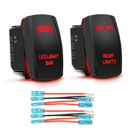 Barra de luz LED roja + interruptores basculantes de palanca de luces traseras compatibles con coche, camión, ATV, UTV, Polaris Ranger RZR, Turbo Can Am Commander SXS 4X4 (paquete combinado)