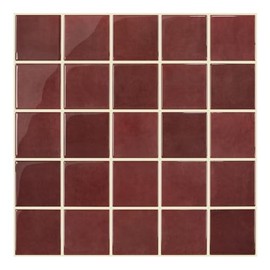 Thicker Dark Red Peel and Stick Backsplash Tiles-10 pcs of 12" x 12"-3D Adhesive Glossy Square Panels Stick on Backsplash Tiles for Kitchen,Bathroom, Vinyl, Waterproof, Interior Wall Tiles