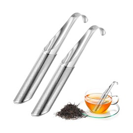 KGDUYC Set of 2 stainless steel tea strainers, tea strainer, tea strainer for loose tea, fine mesh tea strainer with hook handle, stainless steel tea infuser for loose tea, for tea, rose, coffee,