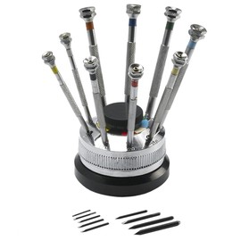 9 Uhrmacher Schraubendreher auf Drehständer S1 Deluxe ROBUSTA - Uhrenwerkzeug für die Uhrenreparatur