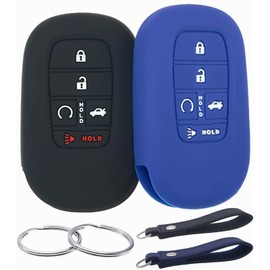 REPROTECTING Silicone Rubber Key Fob Cover Compatible with (5 Buttons) 2022-2025 Honda Accord Civic HR-V CR-V Pilot Sport SI EX EX-L Touring (Black Blue)